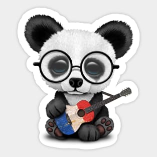 Baby Panda Playing French Flag Guitar Sticker